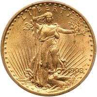 1908 $20 St. Gaudens. No Motto PCGS MS64