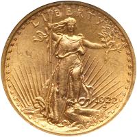 1922 $20 St. Gaudens NGC MS62