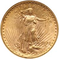 1922 $20 St. Gaudens NGC MS62