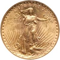 1922 $20 St. Gaudens NGC MS62