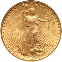 1924 $20 St. Gaudens NGC MS62