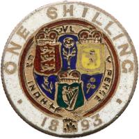 Great Britain. Enamel Shilling, 1893 VF