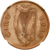 Ireland. Â½ crown, 1943 NGC F15