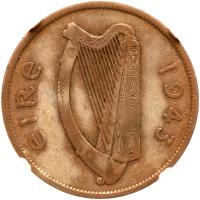 Ireland. Â½ crown, 1943 NGC F15