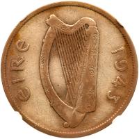 Ireland. Â½ crown, 1943 NGC F12