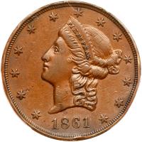 1861 Clark, Gruber & Co. (Denver, Colorado) $20 Copper Die Trial PCGS EF Details