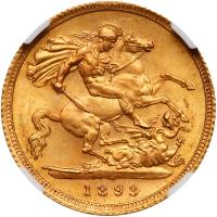 Great Britain. Half Sovereign, 1893 NGC MS64 - 2