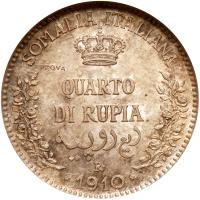 Italian Somaliland. Prova Â¼ Rupia, 1910-R NGC Proof 65 - 2