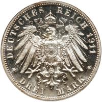 German States: WÃ¼rttemberg. 3 Mark, 1911-F PCGS Proof 63 - 2