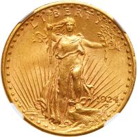 1924 $20 St. Gaudens NGC MS62