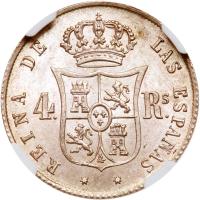 Spain. 4 Reales, 1855 (Seville) NGC MS64 - 2