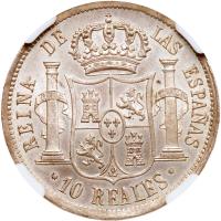 Spain. 10 Reales, 1852 (Barcelona) NGC MS65 - 2