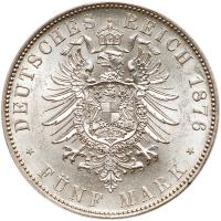 German States: Saxony. 5 Mark, 1876-E PCGS MS63 - 2