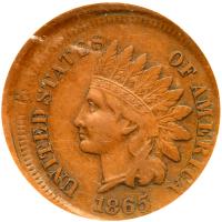 1865 Indian Head 1C. Plain 5 SEGS EF40