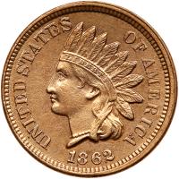 1862 Indian Head 1C Choice About Unc