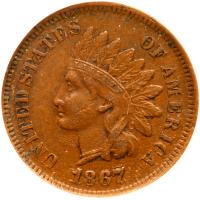 1867/67 Indian Head 1C ANACS EF40