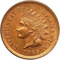 1869 Indian Head 1C Sharpness of MS60