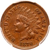 1870 Indian Head 1C PCGS AU53