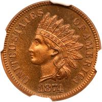 1874 Indian Head 1C NGC PF65 RB