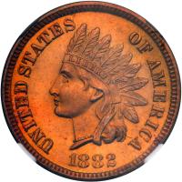 1882 Indian Head 1C NGC PF65 RD