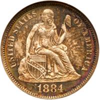 1884 Liberty Seated 10C NGC MS66