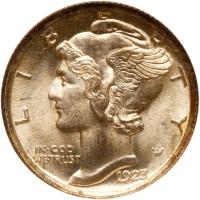 1923 Mercury 10C NGC MS66 FB