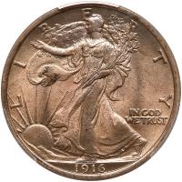 1916 Liberty Walking 50C PCGS MS64