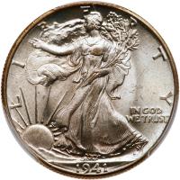 1941 Liberty Walking 50C PCGS MS67