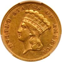 1874 $3 Gold PCGS AU55