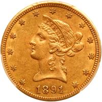 1891-CC $10 Liberty PCGS AU50
