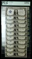 1928-A, $1 Silver Certificate. LOT OF 11 NOTES, 10 CONSECUTIVELY NUMBERED