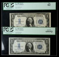 1934, $1 Silver Certificate. Pair of PCGS graded "Funy Back" Notes