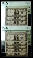 1935-A, $1 Silver Certificate. Group of 8 PCGS graded Gem Notes