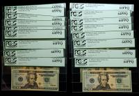 $20.00 FRN Star Note 2004-A. LOT OF 23 CONSECUTIVELY NUMBERED STAR NOTES