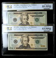 2004-A, $20.00 FRN Richmond. 2 Star Notes Consecutively Numbered