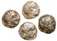 4-piece lot of Athens Silver Teradrachms, ca. 440 BC