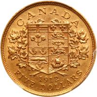 Canada. 5 Dollars, 1912 PCGS AU55 - 2