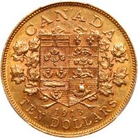 Canada. 10 Dollars, 1913 PCGS AU58 - 2