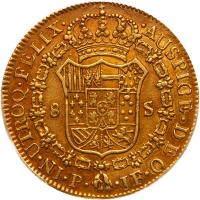 Colombia. 8 Escudos, 1808-JF (Popayan) PCGS About Unc - 2