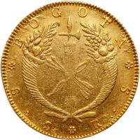 Colombia. 8 Escudos, 1836-RS (Bogota) PCGS About Unc - 2