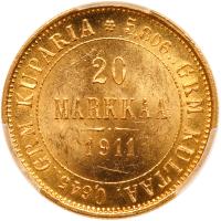 Finland. 20 Markkaa, 1911-L PCGS MS64 - 2