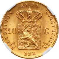 Netherlands. 10 Gulden, 1875 NGC MS66 - 2