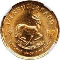 South Africa. Â¼ Krugerrand, 1982 NGC MS68 - 2