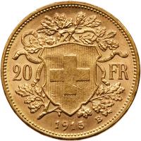 Switzerland. 20 Francs, 1915-B Brilliant Unc - 2