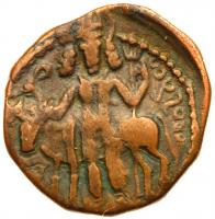 Kushano-Sasanian: Peroz I, ca. 245-270. AE Drachm (3.1 gm) VF - 2