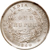 India-British. Rupee, 1840 (B&C) NGC MS62 - 2