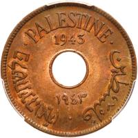 Palestine. 10 Mils, 1943 PCGS MS64 RB