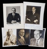 US Statesmen: Signed, Vintage, Double Weight Silver Nitrate Portraits of H. Hoover, Al Smith, D. Acheson, A. Stevenson and J. Sn