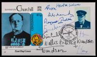 Seven Former Prime Ministers and Wallis Simpson Signed Commemorative Cover for Sir Winston Churchill's Centennial