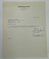 Bob Woodward and Carl Bernstein (Secretarial) Co-Signed Typed Letter On Washington Post Letterhead Regarding Understanding Nixon